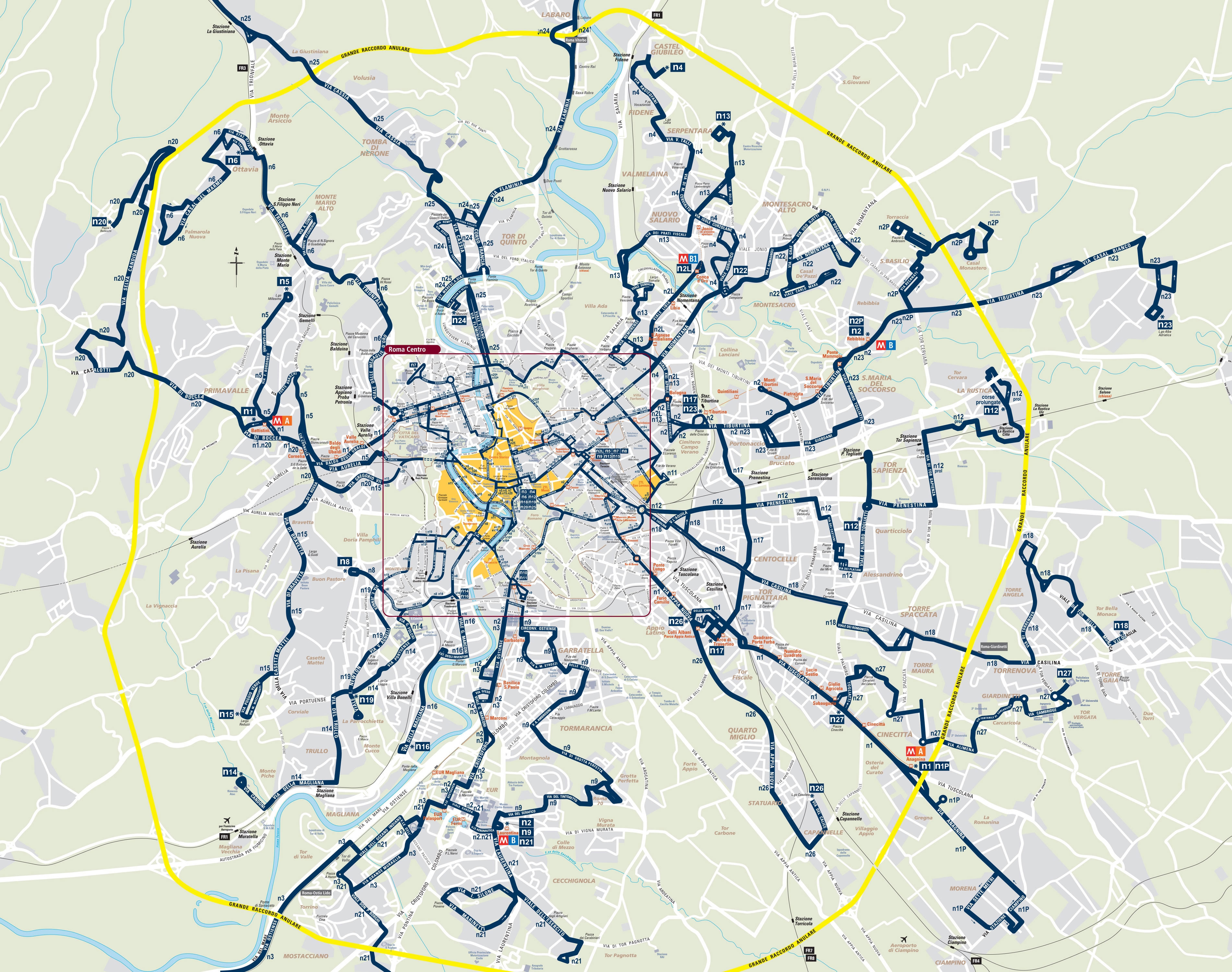 Bus netzplan und karte von Rom stationen und linien