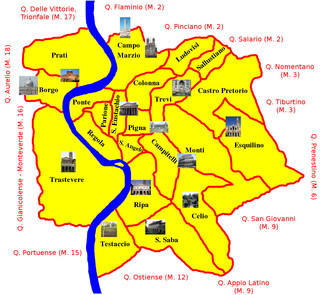 Karte die stadtteile und ortsteile in Rom