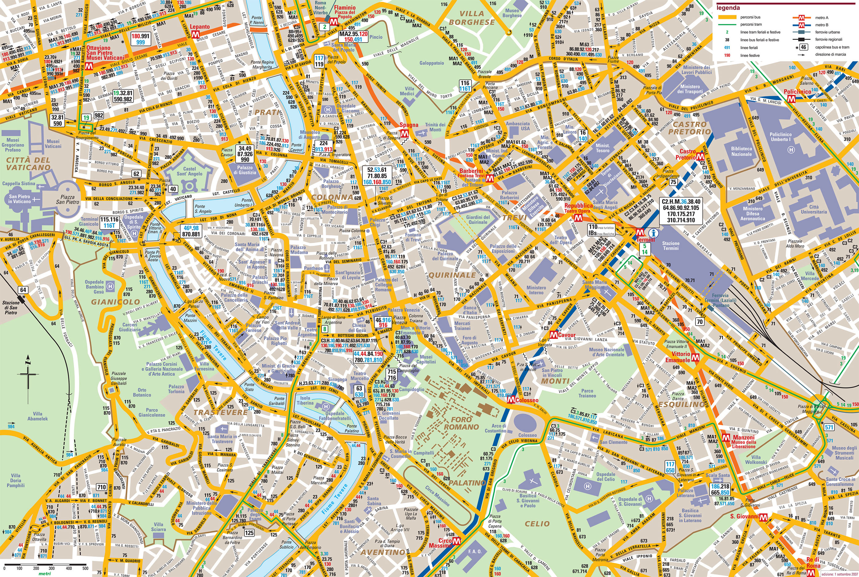 Bus netzplan und karte von Rom : stationen und linien