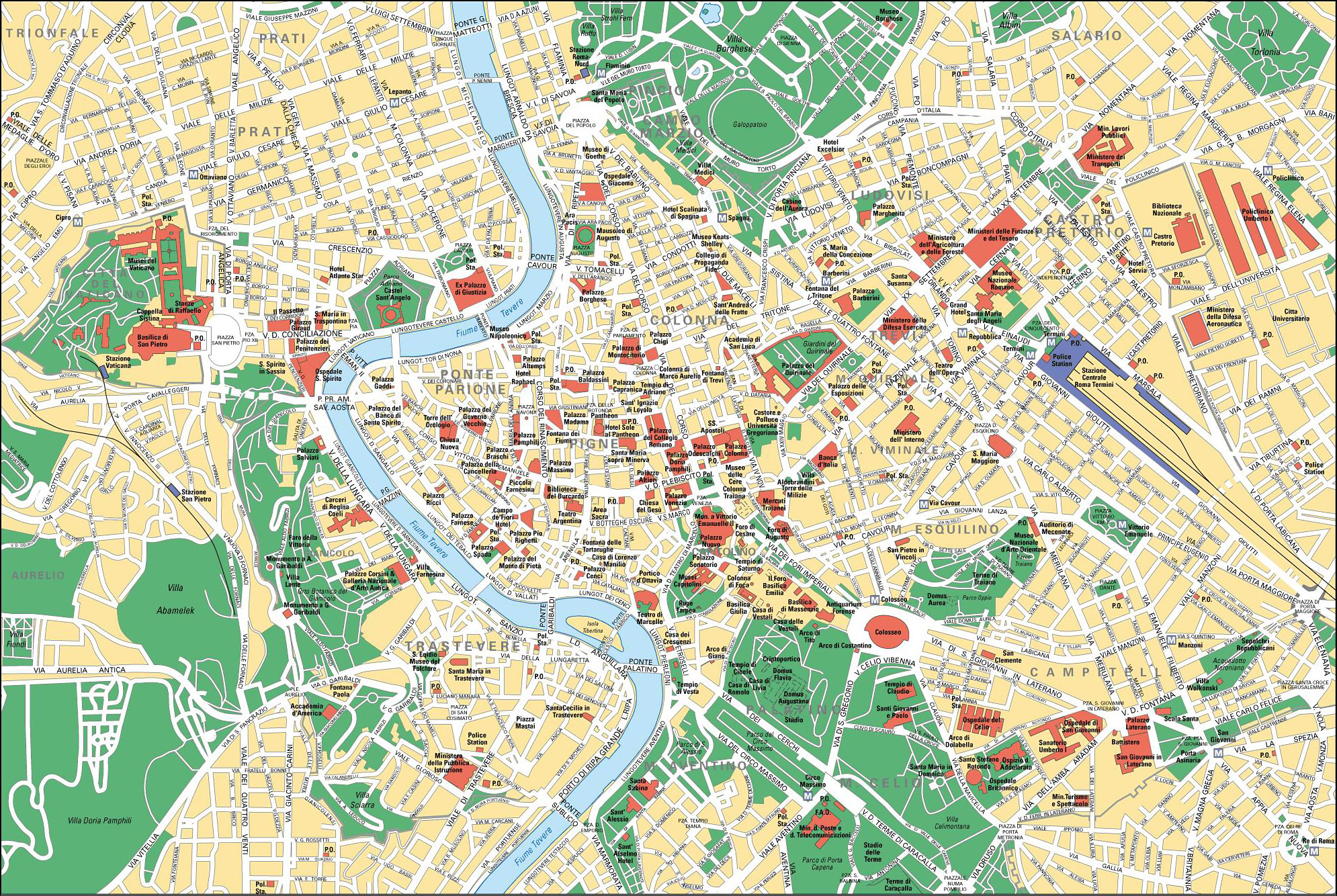 Touristischen karte von Rom : Sehenswürdigkeiten und Touren