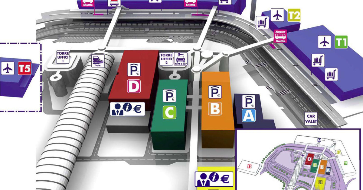 Karte und plan von flughäfen und terminals von Rom