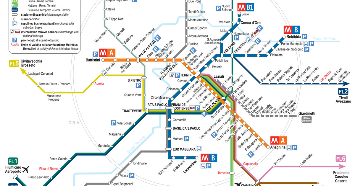 S bahn netzplan und karte von Rom stationen und linien